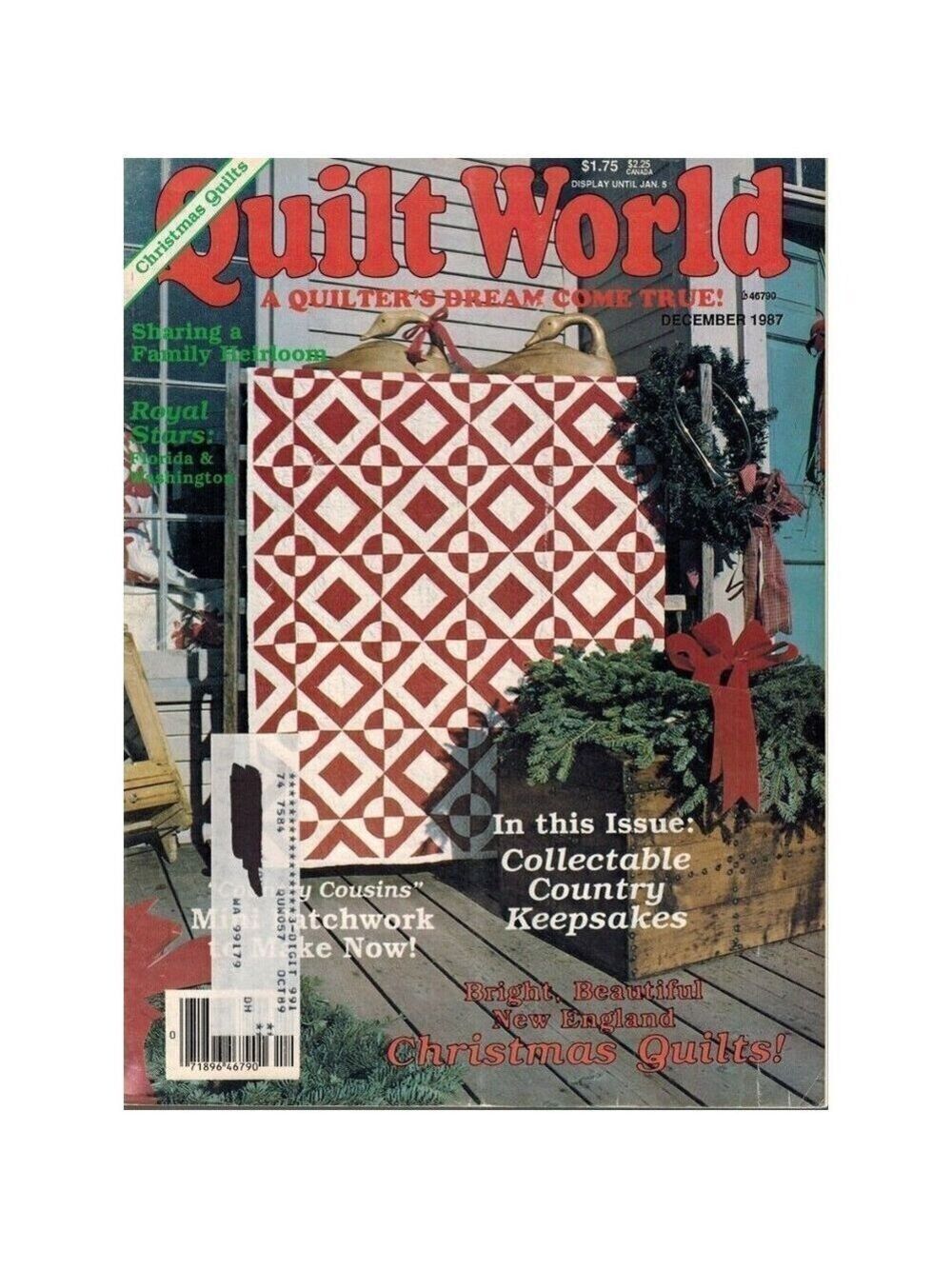 Quilt World Magazine December 1987 State Royal Stars Christmas Quilts